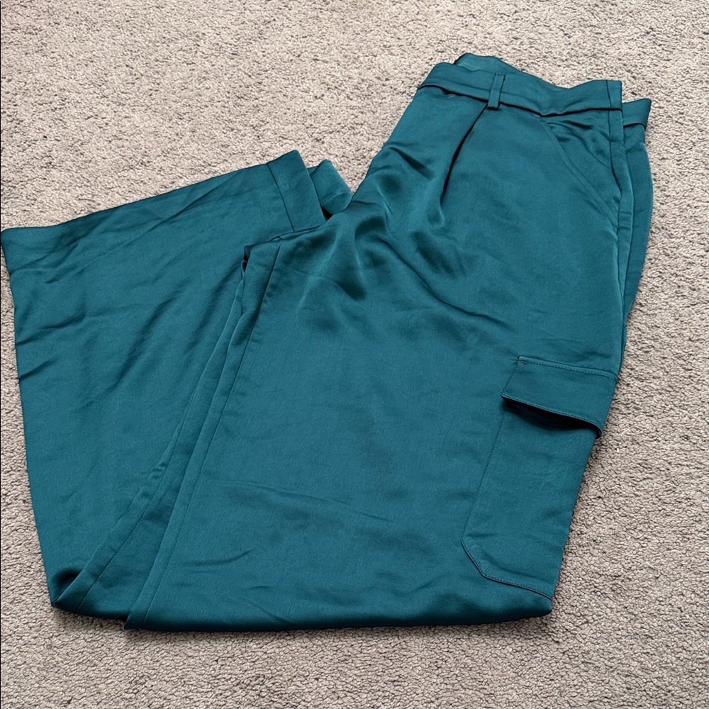 Express Women's Teal Cargo Wide Leg Pants